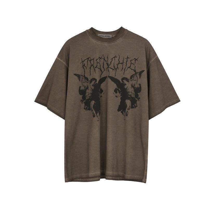 Retro Loose Street Sports T-shirt For Men Coffee All Products