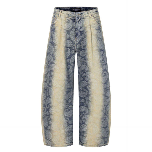 Men's Jacquard gradient washed denim jeans with curved edges | MuddyStock Originals Blue