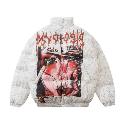 West Coast European and American street characters padded jacket for men White