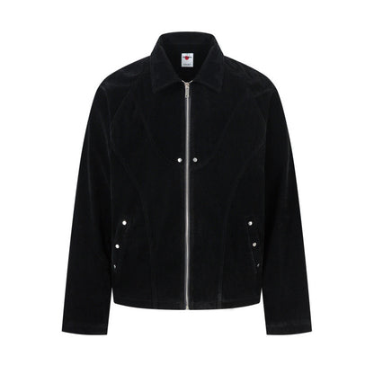 Retro Patchwork Black Jacket Unisex Designer-Style Niche Loose Coat Black All Products
