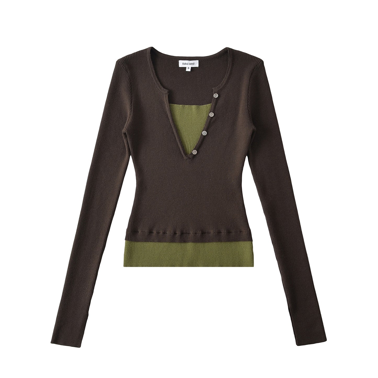 V-neck long sleeved T-shirt For Women | MuddyStock Originals Brown eprolo