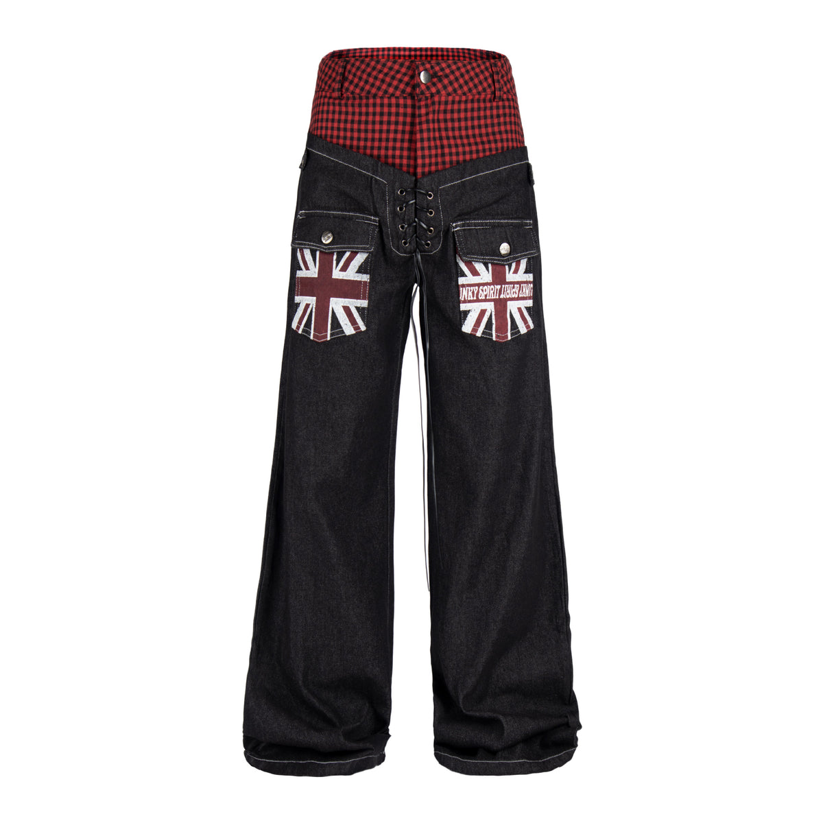 High street loose wide leg casual straight leg jeans for women | MuddyStock Originals Black