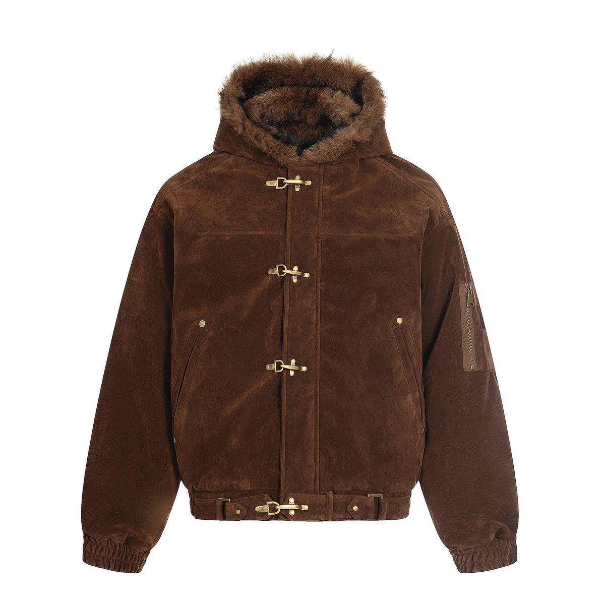 Metal Button Hoodie For Men | MuddyStock Originals Brown