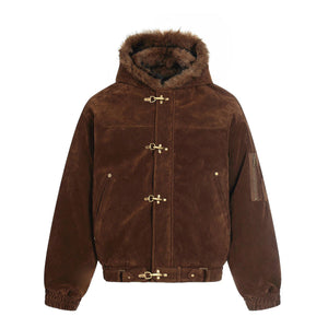 Metal Button Hoodie For Men | MuddyStock Originals Brown