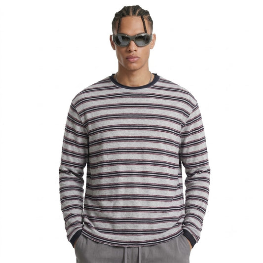 Casual Color-Blocked Stripe Loose Long Sleeve T-Shirt For Men | MuddyStock Originals