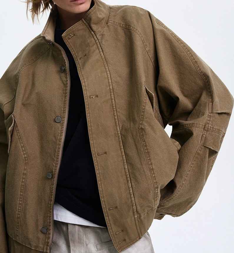 American Barn Style Color Block Collared Jacket For Women