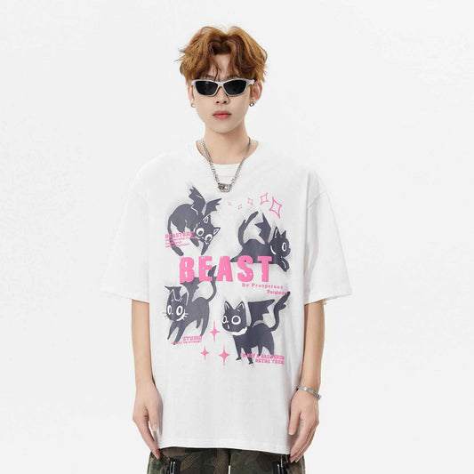 Kitten Loose Casual Short-sleeved T-shirt For Men And Women MuddyStock