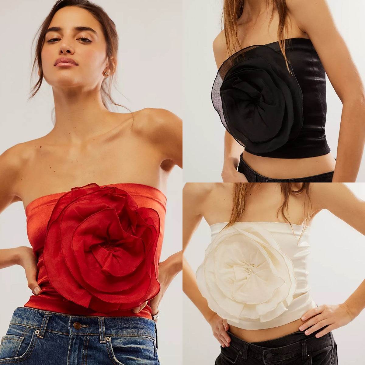 Large Flower Basic Strapless Tight Vest MuddyStock