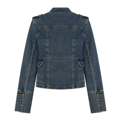 American-Style Retro Court-Style Waist-Cinching Denim Jacket For Women All Products