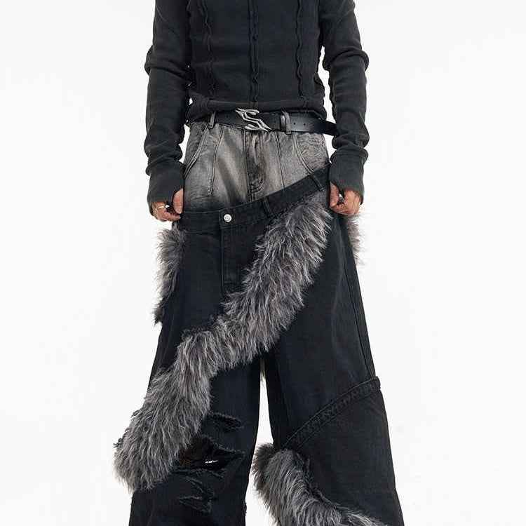 Fake Two-piece Jeans For Men null