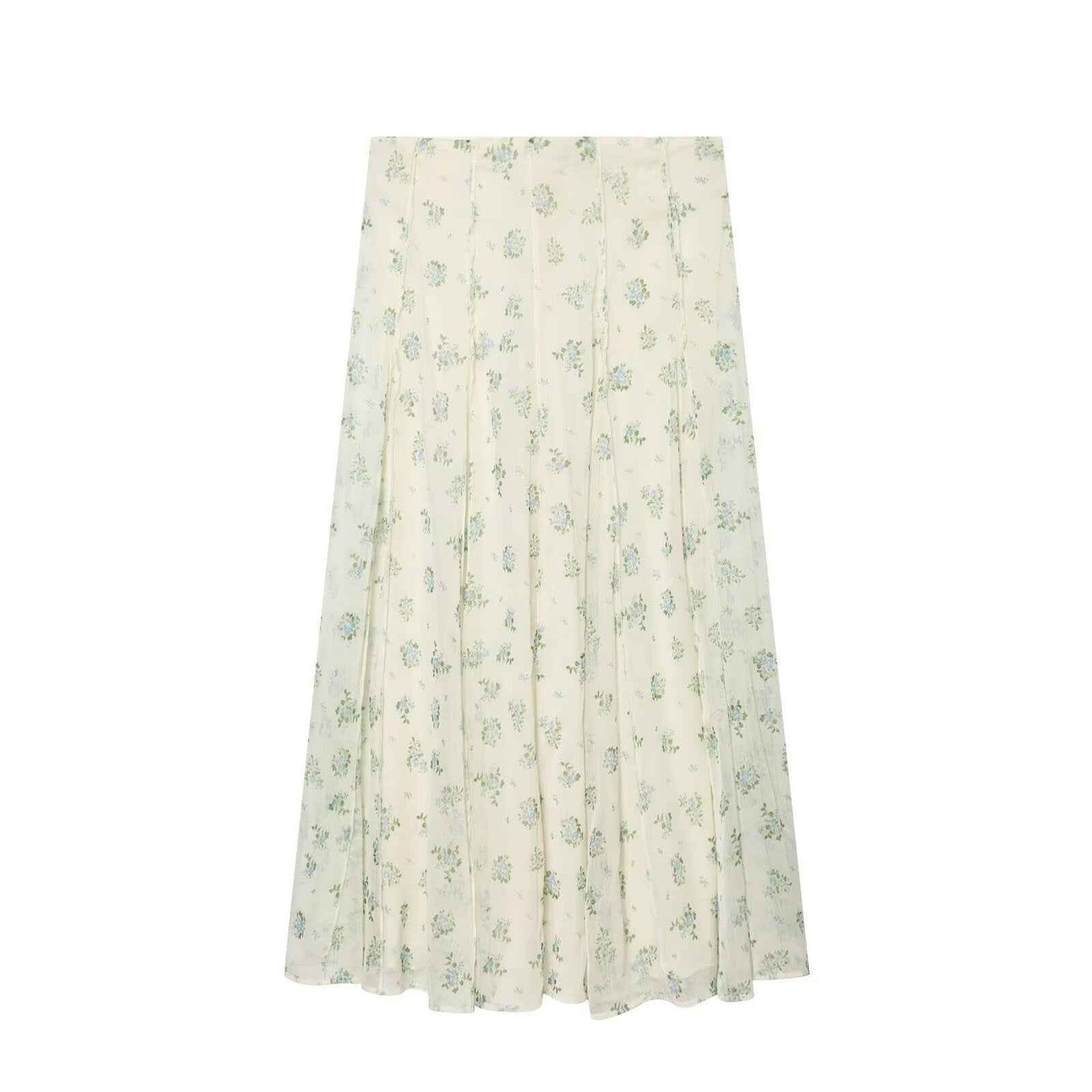 French floral V-neck top+A-line large swing skirt set | MuddyStock Originals