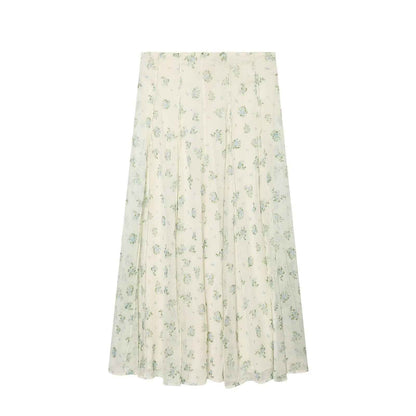 French floral V-neck top+A-line large swing skirt set | MuddyStock Originals