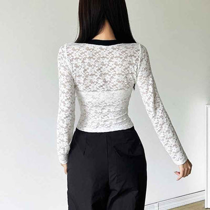Slim Fit Midriff-baring Long Sleeve Top For Women MuddyStock
