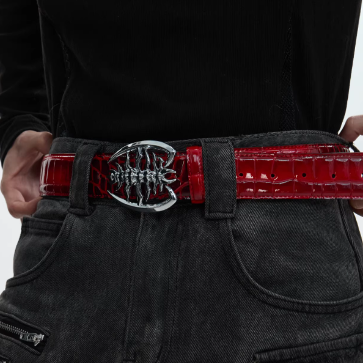Metal Ribbed Buckle Niche Belt