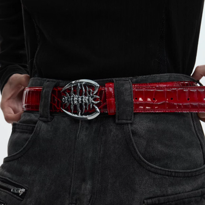 Metal Ribbed Buckle Niche Belt