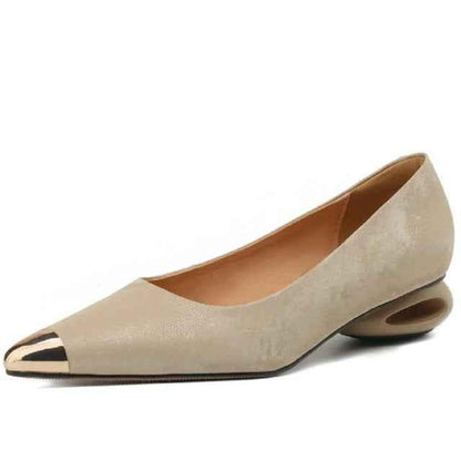 Women's Heels With MetalTexture Toe Design apricot