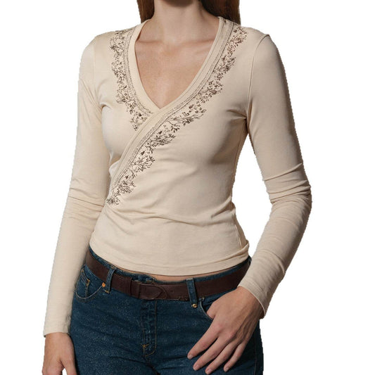 Vintage floral print cross V-neck long sleeved top | MuddyStock Originals MuddyStock