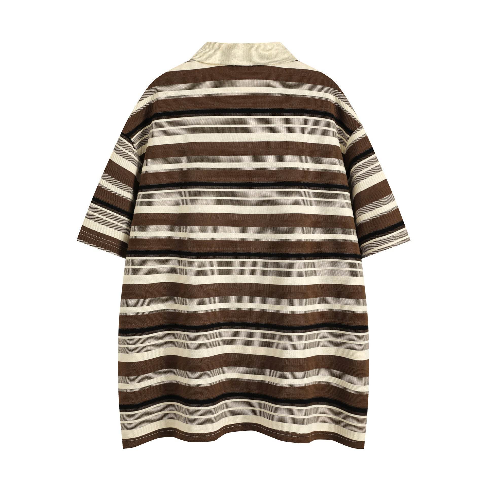 Retro Loose Striped Short-sleeved Polo Shirt For Men MuddyStock