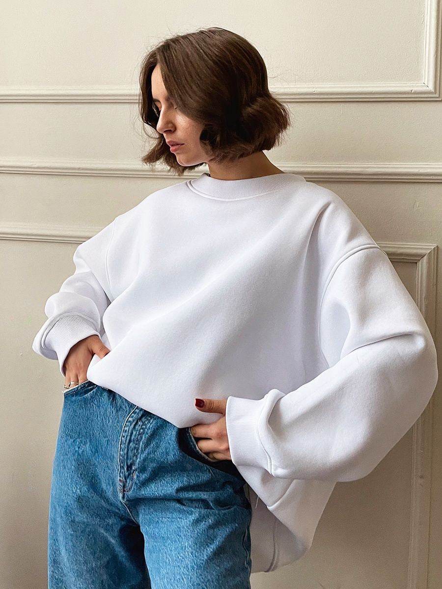 Loose Polar Fleece Sweatshirt For Women | MuddyStock Originals White eprolo