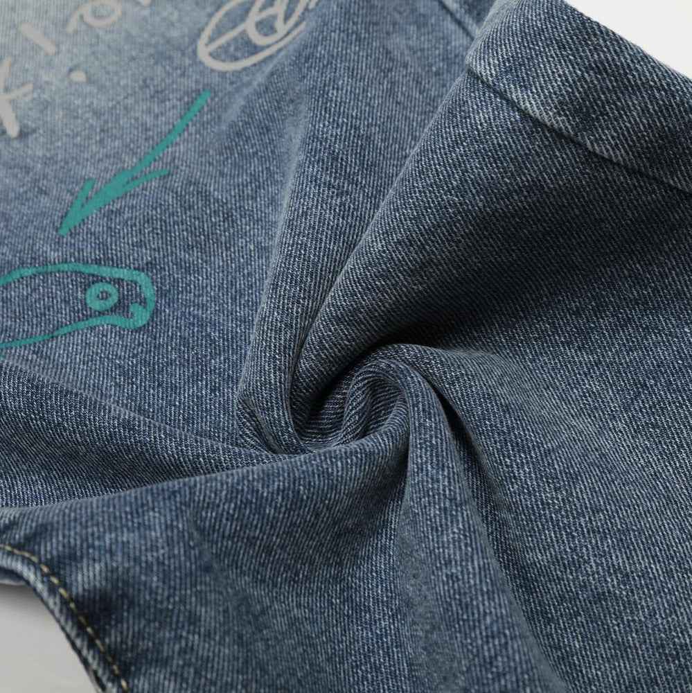 Fun retro graffiti puppy print jeans for women | MuddyStock Originals MuddyStock