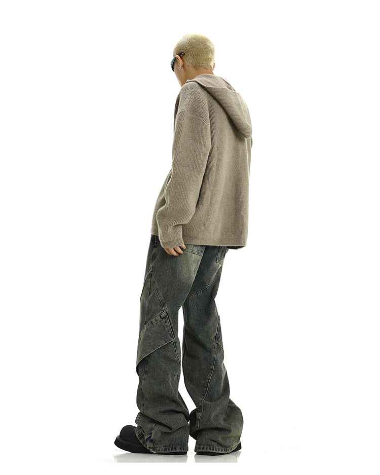 American Retro Distressed Yellow Mud Washed Jeans For Men MuddyStock