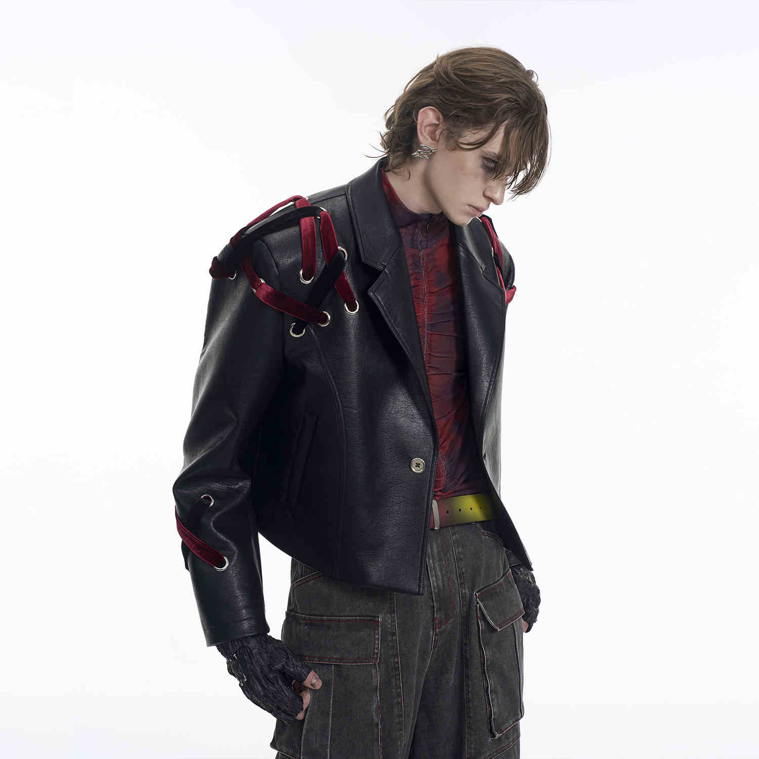 Short Leather Jacket Coat For Men null