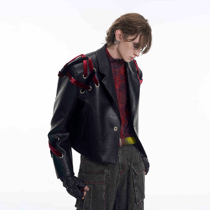 Short Leather Jacket Coat For Men Black null