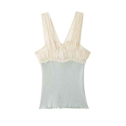 Sleeveless Spliced Camisole Top For Women