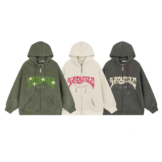 Men's And Women's Fashion Loose Star Corduroy Cardigan Jacket MuddyStock