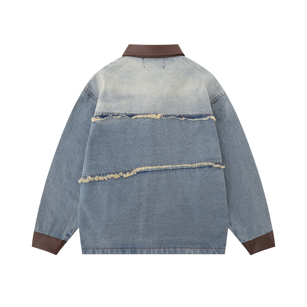 Loose Washed And Worn Jacket For Men MuddyStock null