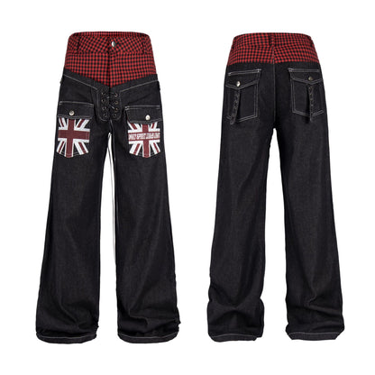 High street loose wide leg casual straight leg jeans for women | MuddyStock Originals