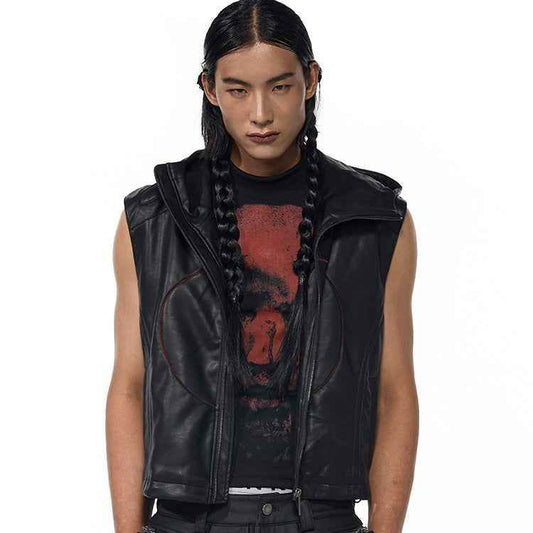 Short Hood Slim Fit Waistcoat Coat For Men MuddyStock