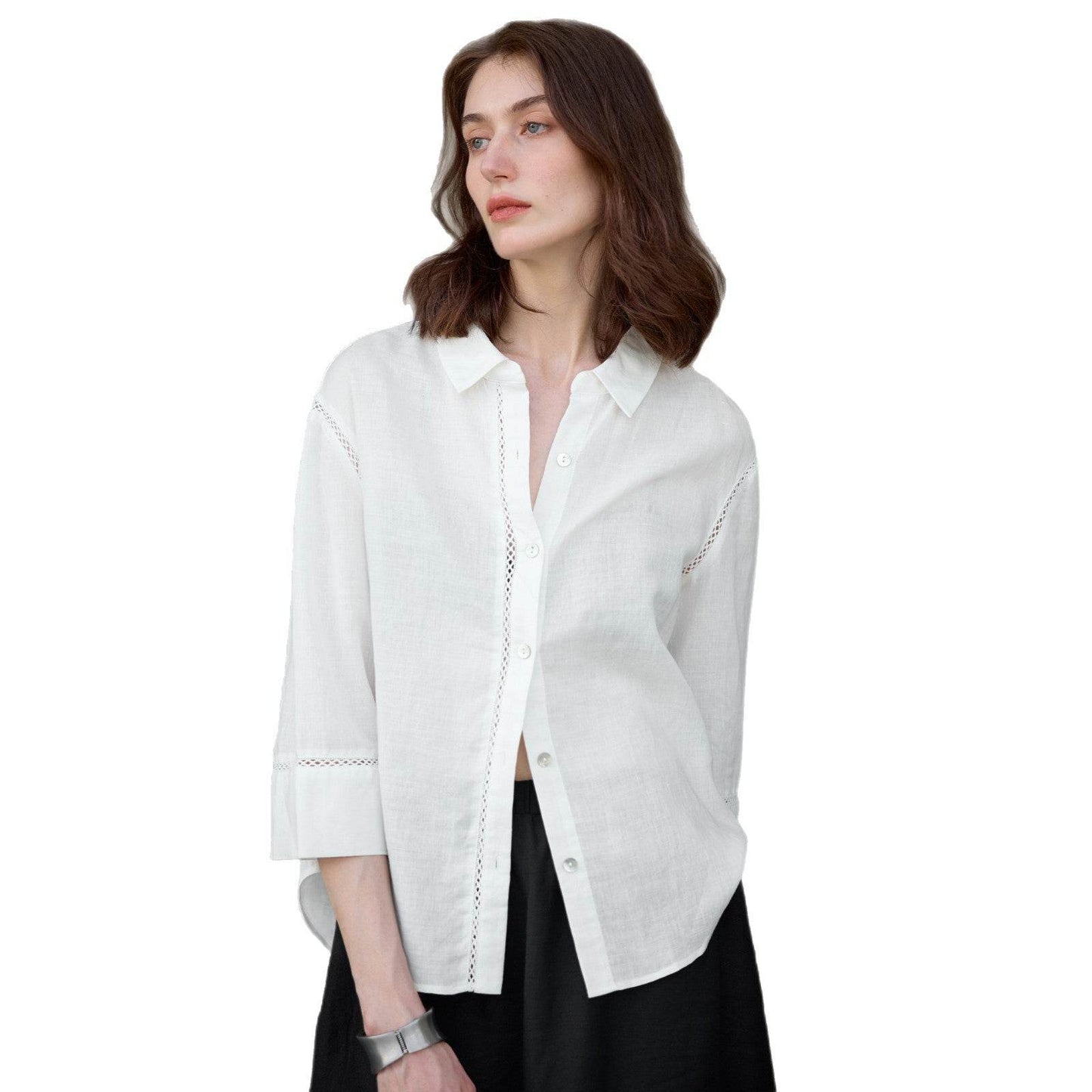Lace-Up Placket Hollow Design Women's Shirt | MuddyStock Originals MuddyStock