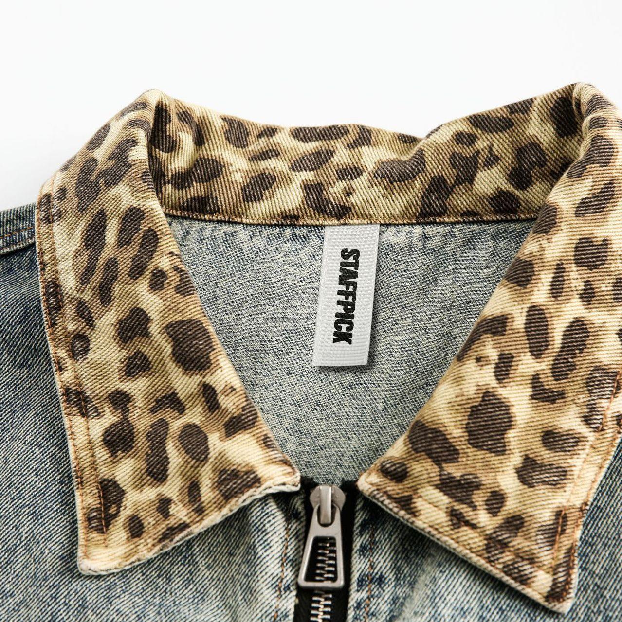 American-style Retro Street Washed Leopard Print Lapel Jacket For Women null