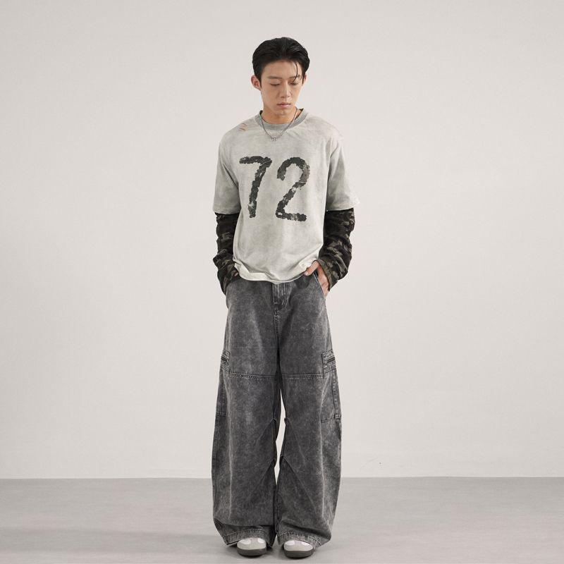 Baggy Pants With A Utility-style Design Featuring Multiple Pockets And Zip Fly For Men All Products