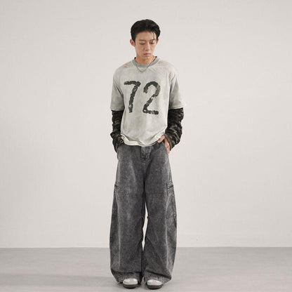 Baggy Pants With A Utility-style Design Featuring Multiple Pockets And Zip Fly For Men All Products