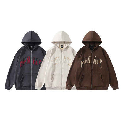 Design Patch Letter Hooded Loose Coat Men's Sweater MuddyStock
