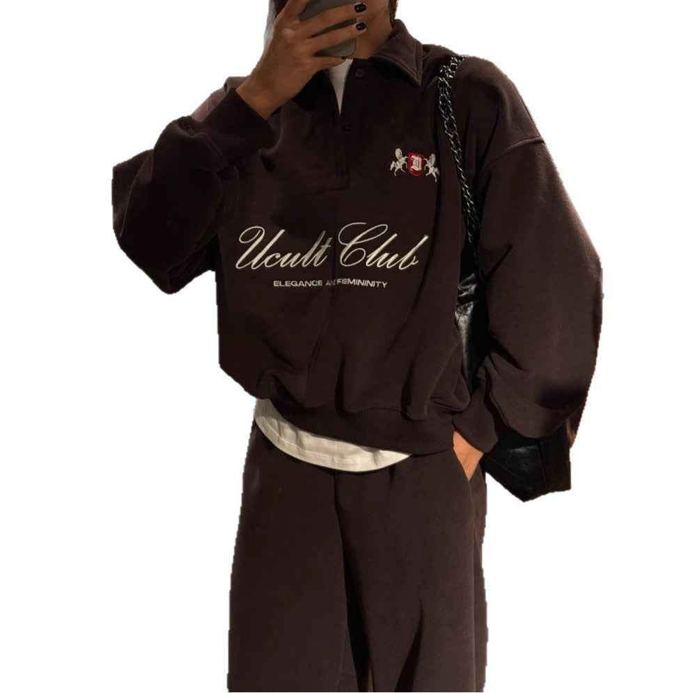 Letter Embroidered Pullover Sweatshirt For Men And Women MuddyStock