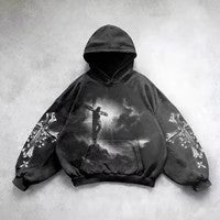 Hooded Printed Hip Hop Streetwear Hoodie Black 2 MuddyStock All Products