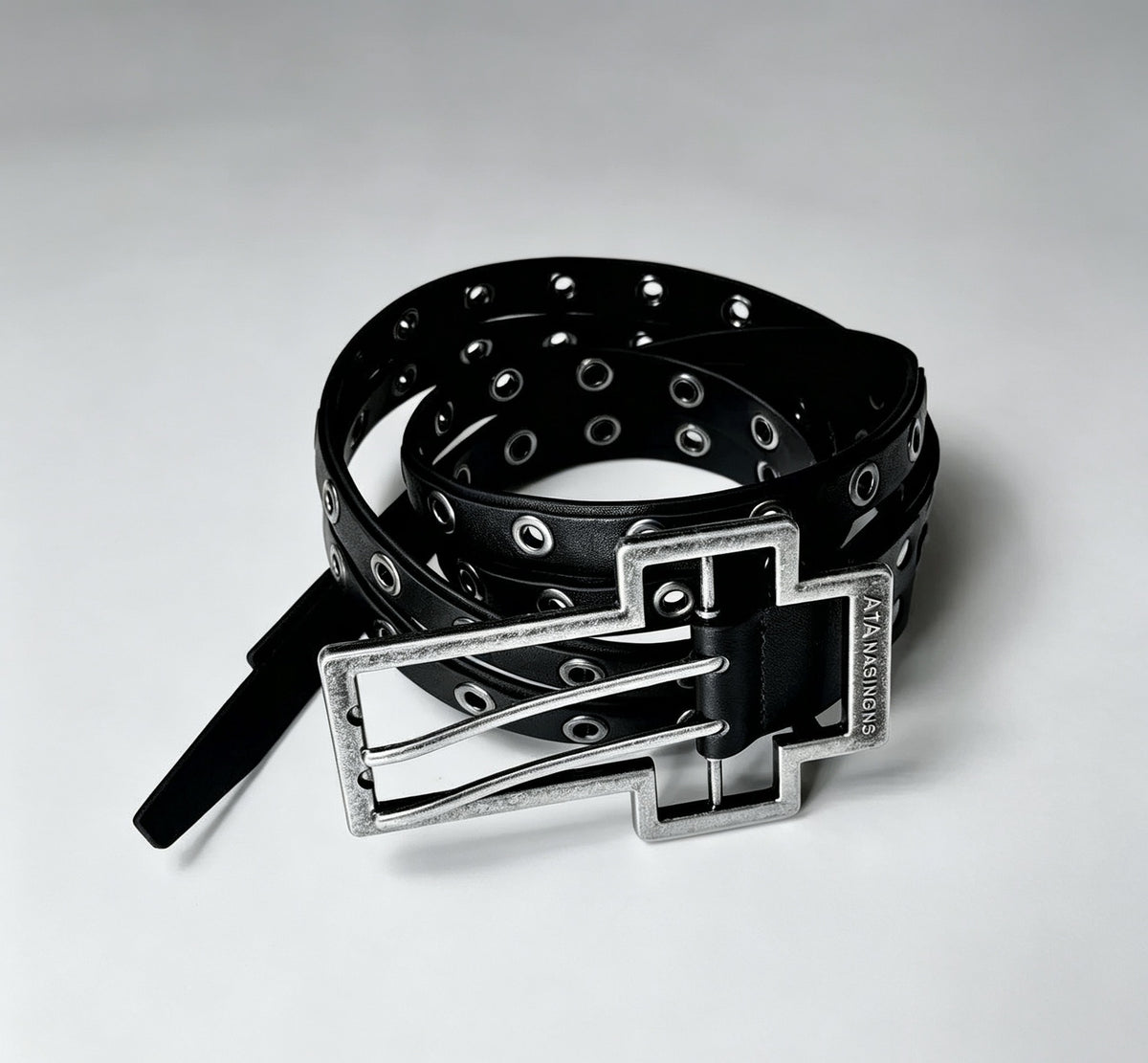 Fashionable Double-Prong Buckle Punk Style Black 125cm