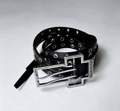 Fashionable Double-Prong Buckle Punk Style Black 125cm