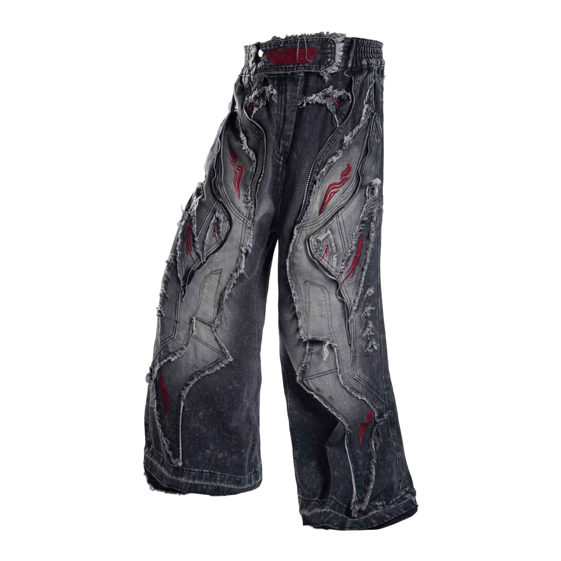 Distressed Raw-edge Embroidered Jeans For Women