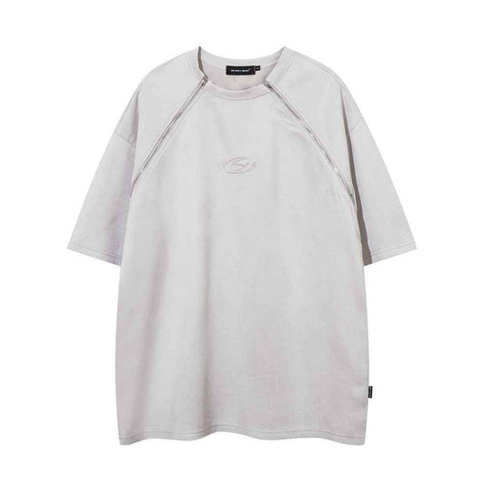 Men's Double Zipper Short-sleeved T-shirt MuddyStock