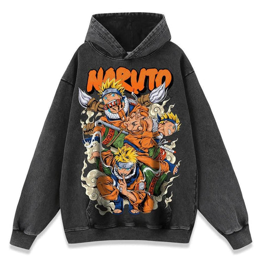 Classic anime printed distressed hoodie for men and women | MuddyStock Originals Stir fried black flower MuddyStock
