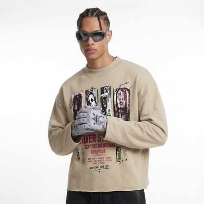 Mock Neck Raw Edge Boxy Sweatshirt For Men| MuddyStock Originals