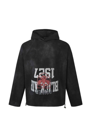 Batik Dirty Print Hoodie For Men And Women Graphite Black