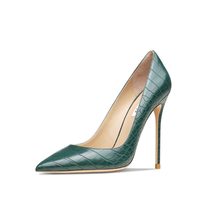Crocodile Pattern Women's High Heel Green