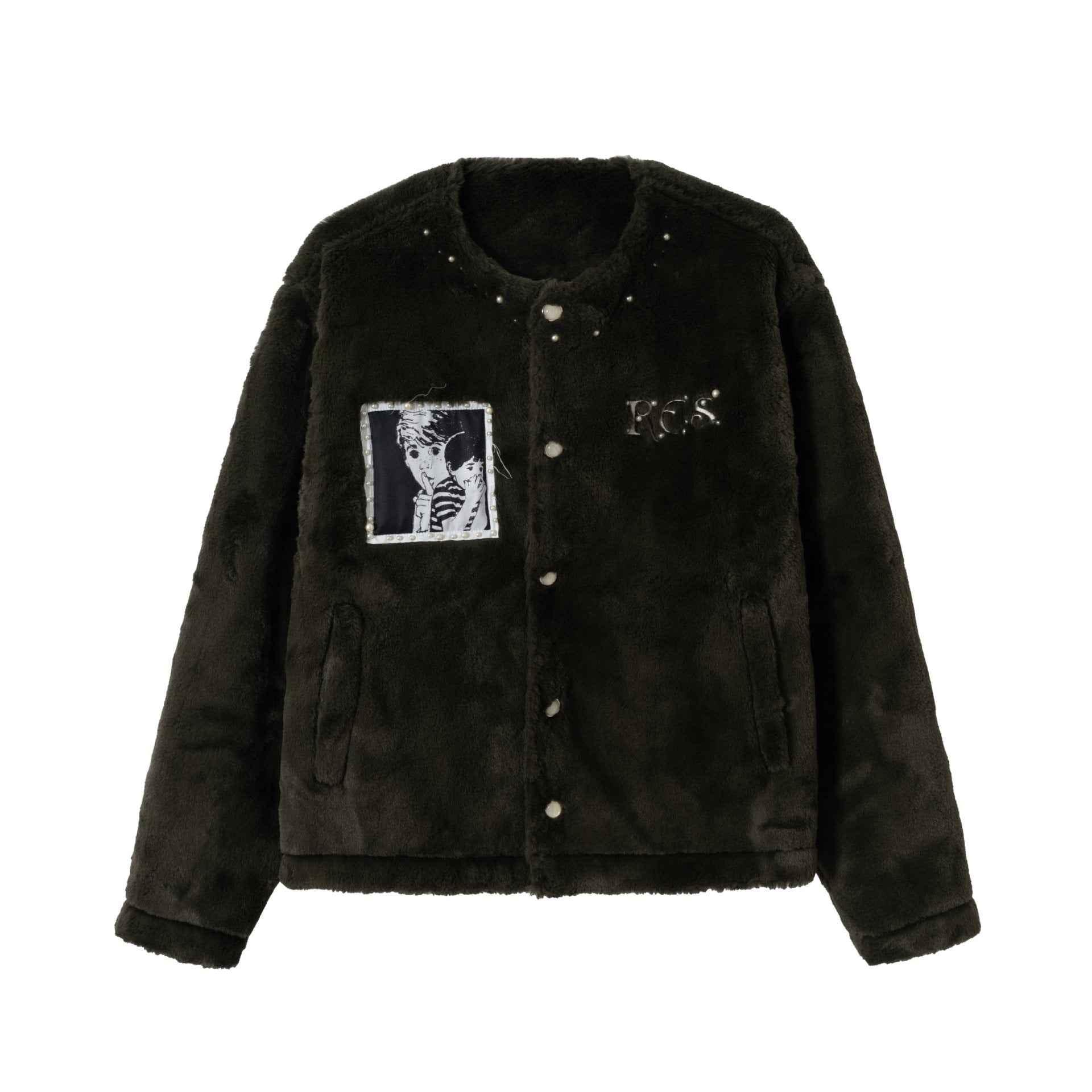 Casual Fleece Beaded Cartoon Patch Short Quilted Jacket For Women | MuddyStock Originals