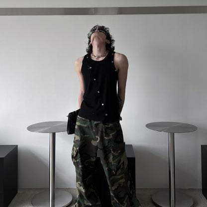 Sleeveless vest metal breasted T-shirt for men | MuddyStock Originals MuddyStock