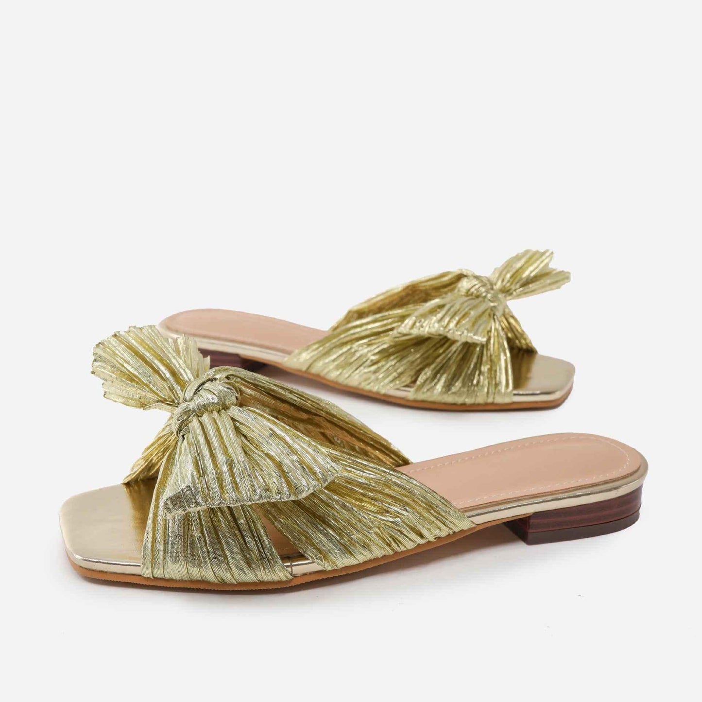 Women's Summer Flat Bottom Bow Mesh Outer Wear Fingerless Slippers